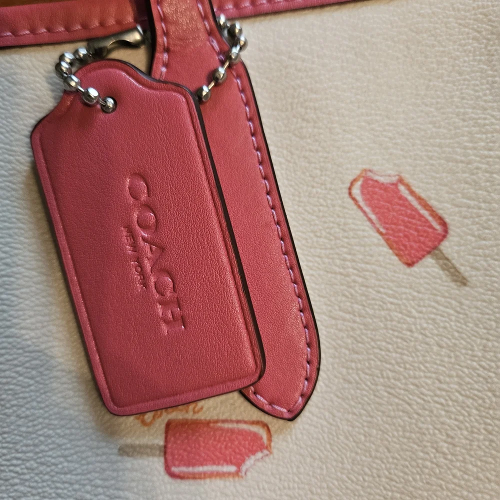 Coach City Tote White and Pink Popsicle Tote Bag - Picture 3 of 13